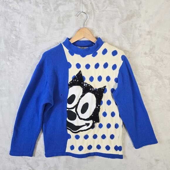 Vintage J.C. De CASTELBAJAC Iceberg Wool Sweater Felix The Cat Women Size 40 S - Picture 2 of 10